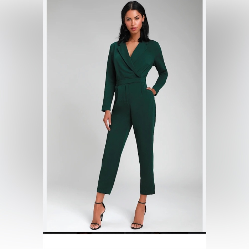 re:named Deep Green Long Sleeve Jumpsuit